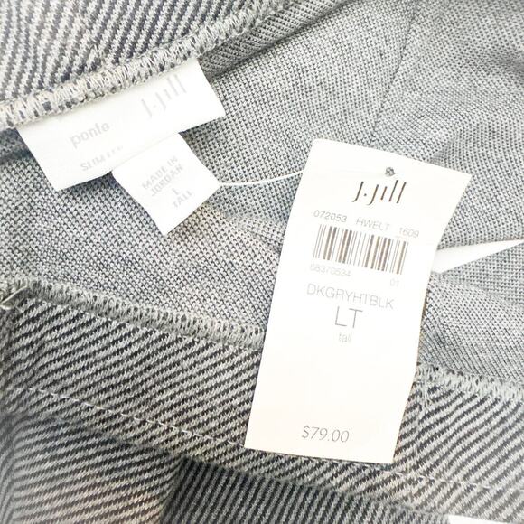 J. Jill Ponte Slim Dark Grey Woven Vertical Striped Pant Size L Tall NWT $79 - Picture 2 of 8